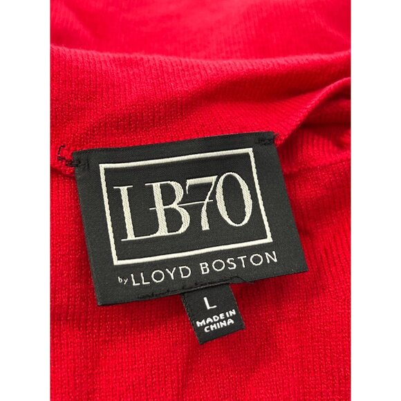 LB70 by Lloyd Boston Belted Knit Sleeveless Sweater Dress Size Large Ribbon Red - Picture 4 of 6
